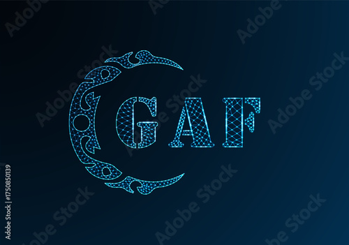 Low poly letter logo GAF design. GAF letter logo low poly vector design on blue color gradient background. GAF logo low poly design
