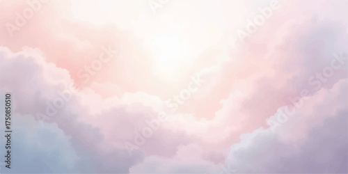 Soft pastel sky with wispy clouds illuminated by gentle sunlight creating a dreamy and ethereal atmosphere