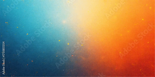 Abstract pixelated gradient background with soft bokeh lights transitioning from cool blue to warm orange