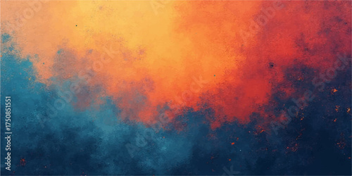 Abstract textured background with vibrant orange and deep blue colors in a painterly pixelated style