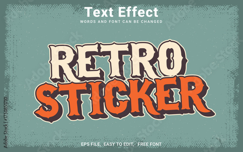 Editable vintage retro text effect, Retro sticker text effect