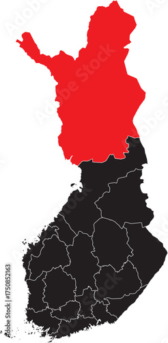 Lapland Region Highlighted on Finland Map