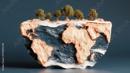 Save the future earth’s lush landscape globe representation environmental art symbolism imaginative viewpoint
