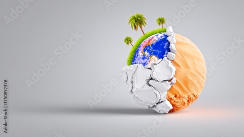 Save the earth a glimpse into our future globe illustration paradise vs. Ruin creative environment artistic viewpoint