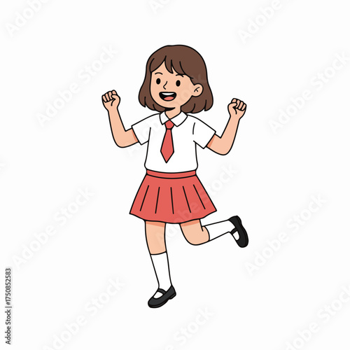 Cheerful student celebrating great news with joyful expression, school spirit, success