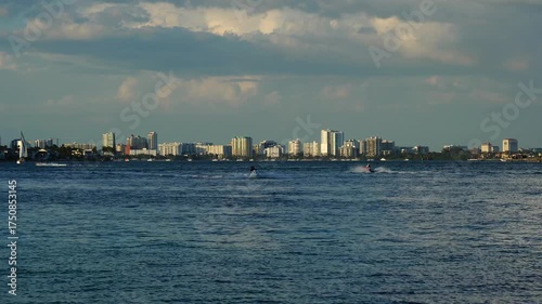 Sarasota, Florida USA - Sep 15, 2025: the sarasota beach sun set landscape and bird	
