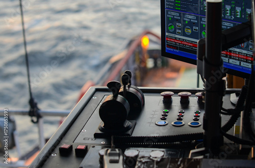 Vászonkép The Dynamic Positioning console of the offshore support vessel