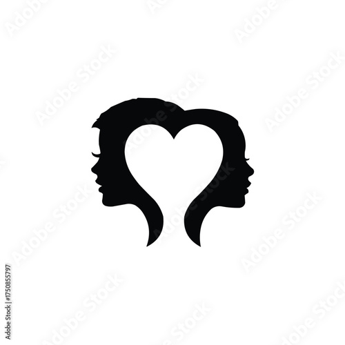 Abstract art of silhouette of woman with heart
