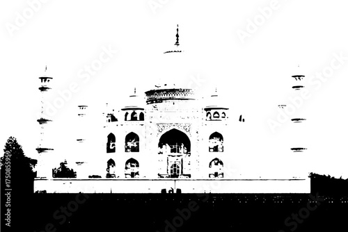 Majestic Taj Mahal silhouette, a timeless testament to love and architectural brilliance, inspiring awe and wonder, ideal for travel blogs, historical documentaries, and cultural promotions