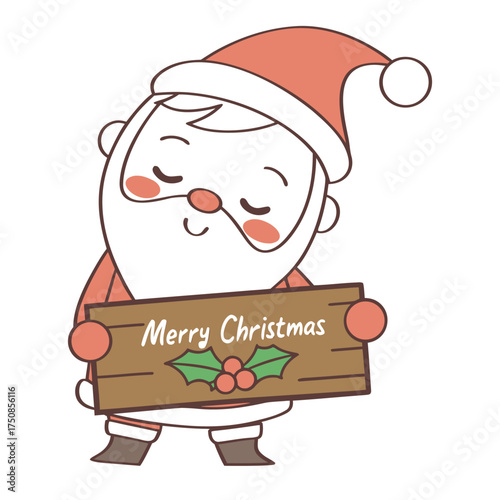 Santa holding a merry christmas sign illustration