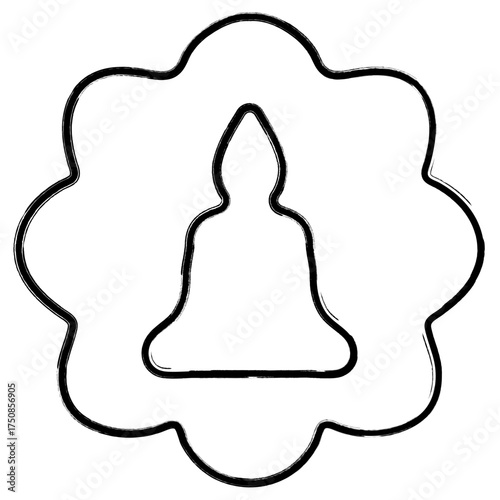 buddhism icon, brush strokes, vector illustration on white background.