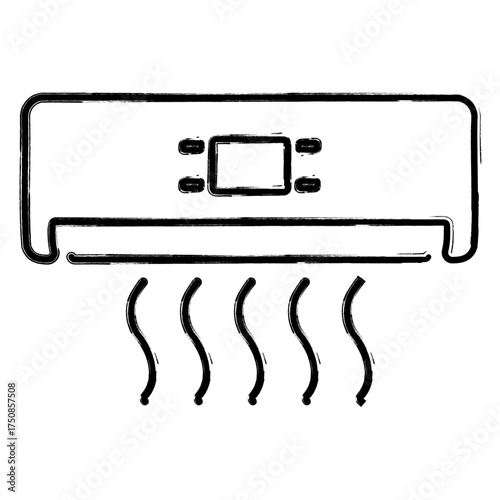 Air conditioner icon, brush strokes, vector illustration on white background.