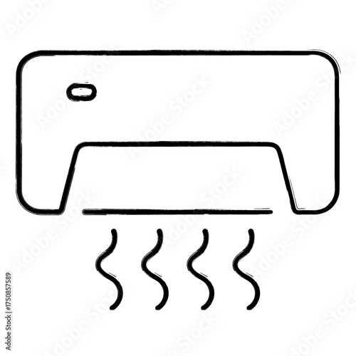 Air conditioner icon, brush strokes, vector illustration on white background.