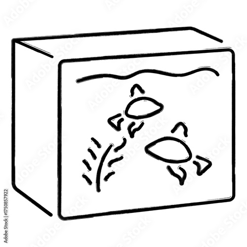 aquarium icon, brush strokes, vector illustration on white background.
