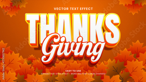 thaks giving editable text effect 3d