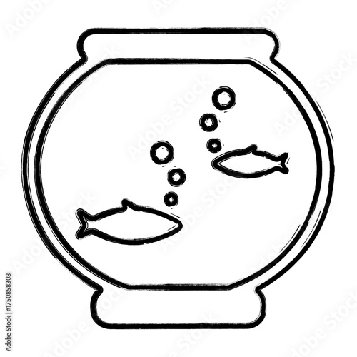 aquarium icon, brush strokes, vector illustration on white background.