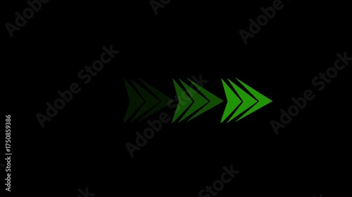 Glowing abstract right sight moving business arrow 4k video animation. With a black background it's a very fascinating symbol animation
