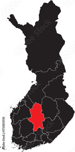 Central Finland Region Highlighted on Finland Map