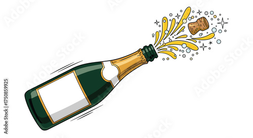 Celebrate with a bottle of champagne popping open, perfect for New Year's, weddings, or any special occasion that calls for a festive toast