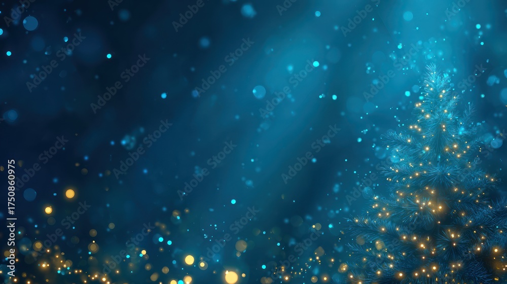 Fototapeta premium Abstract festive background with blurred lights, gold spots and teal gradient lighting