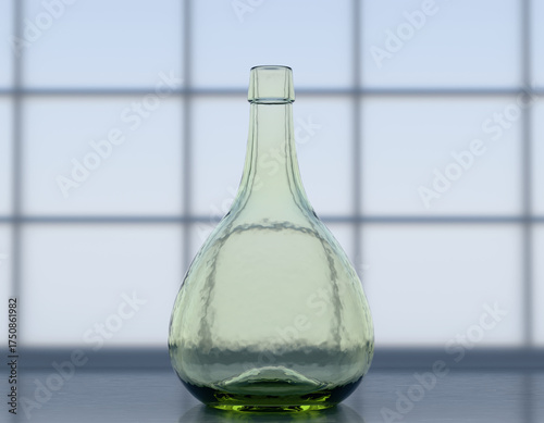 Foto Large Victorian style carboy backlit on apothecary on a windowsill