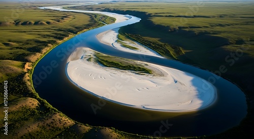 Wallpaper Mural Stunning aerial view of a winding river through a lush green landscape, perfect for travel brochures, environmental campaigns, and nature documentaries Torontodigital.ca
