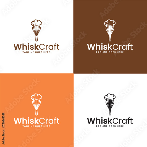 Chef's Whisk, WhiskCraft Logo Template, professional logo, and versatile for use across bakeries, catering, or cooking blogs