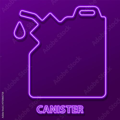 canister neon sign, modern glowing banner design, colorful modern design trend on black background. Vector illustration.