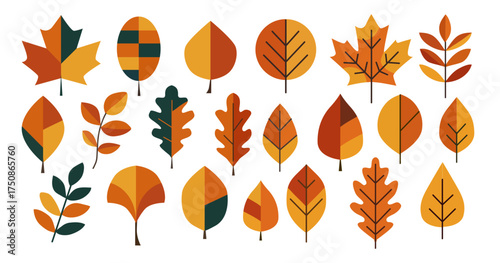 autumn symbols design elements set