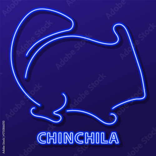 chinchila neon sign, modern glowing banner design, colorful modern design trends on black background. Vector illustration.