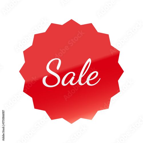 光沢のあるアイコン_Sale_Dancing Script font_浅めのギザギザ型_RED
