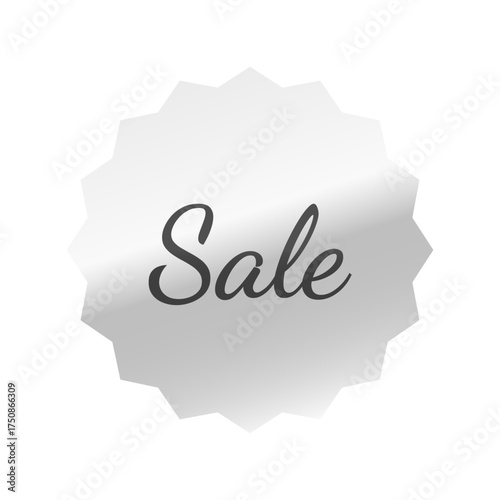 光沢のあるアイコン_Sale_Dancing Script font_浅めのギザギザ型_SILVER