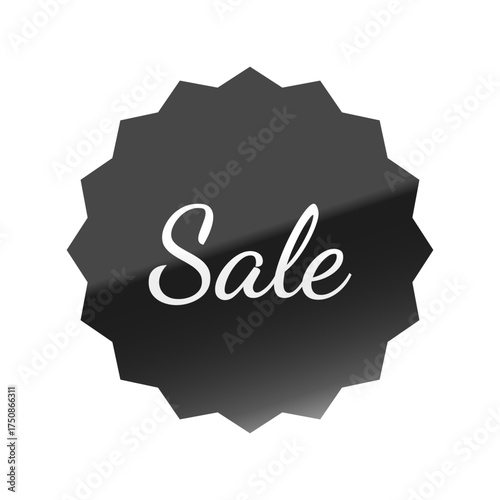 光沢のあるアイコン_Sale_Dancing Script font_浅めのギザギザ型_BLACK