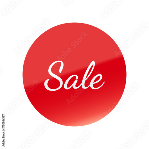 光沢のあるアイコン_Sale_Dancing Script font_丸型_RED