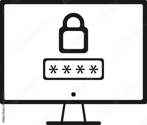 Vector art of computer screen with password protected login