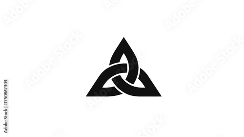 Black Celtic Triquetra knot symbol on a white background, representing eternity, spirituality, and interconnectedness in ancient culture.