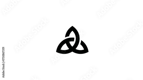 Elegant black Celtic Triquetra knot symbol on a white background, representing interconnectedness, unity, and eternal spiritual design icon.