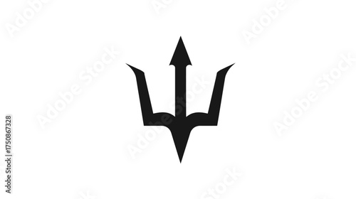 Stylized black trident symbol on a clean white background. A powerful graphic icon representing ancient mythology, marine themes, and divine authority.