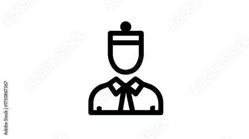 Hotel Bellhop Icon Vector Outline. Hospitality Staff Member, Concierge Service, Porter Symbol, Travel Accommodation Support Avatar