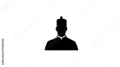 Black silhouette of a man in a formal uniform with a cap, representing an official, service, or professional figure icon.