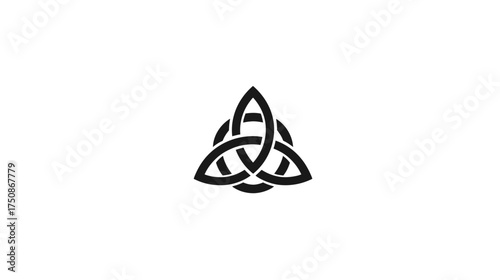 Elegant Black Celtic Knot Triquetra Symbol Vector Illustration. Ancient Spiritual Icon Representing Eternity, Interconnection, and Cultural Heritage.