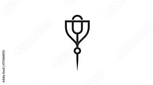 Minimalist black line art abstract floral symbol on white, geometric plant icon, simple modern nature design element vector illustration.