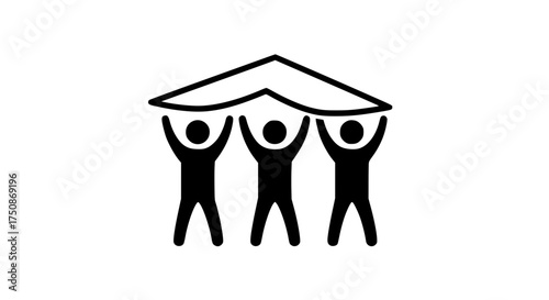 People carry blanket black white icon 