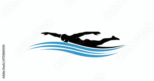 Powerful swimmer gliding through blue water waves with speed and agility