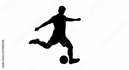 Dynamic soccer player silhouette kicking ball with power and precision