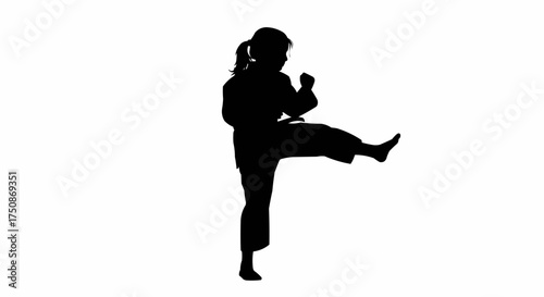 Dynamic martial artist silhouette practicing a kick with focus and discipline