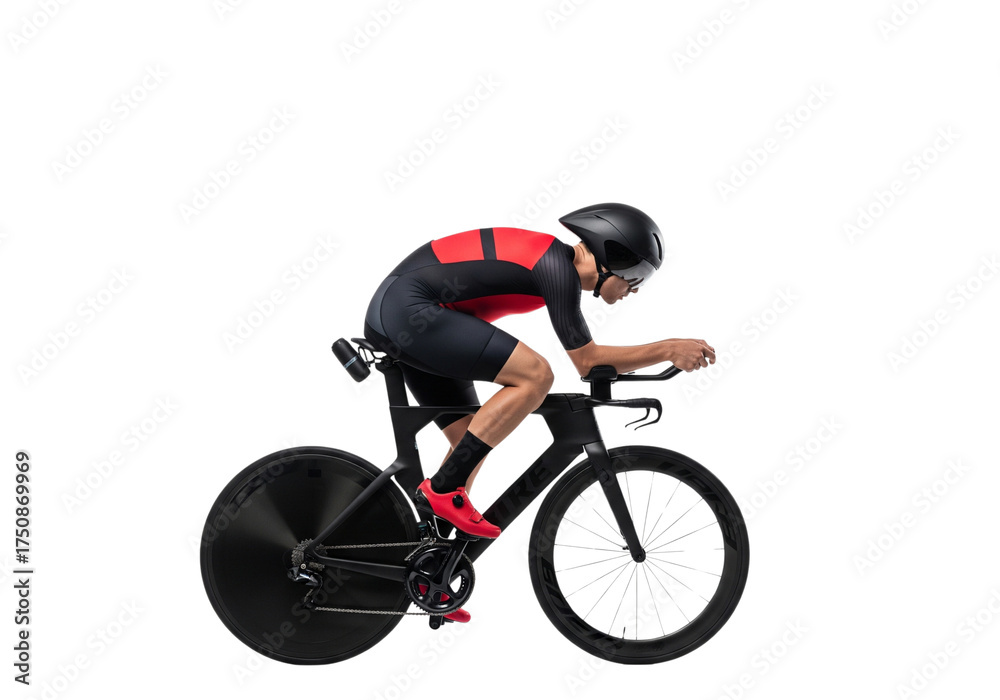 Naklejka premium A cyclist focused and in action on a high-tech racing bicycle