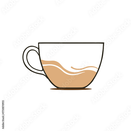Coffee Bean cup Vector art of a simple illustration of a cup of coffee with wavy lines representing the liquid