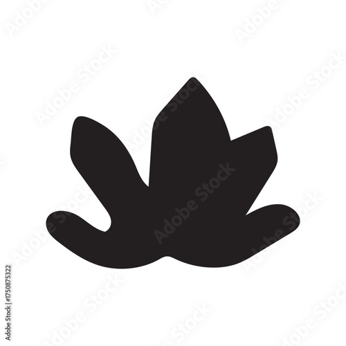Stylized black footprint vector silhouette design of an abstract creature or prehistoric animal track illustration