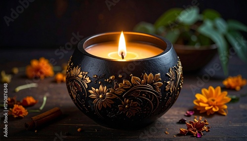 burning candles in the christmas tree